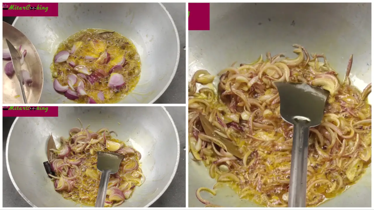 Add finely sliced onions and stirring