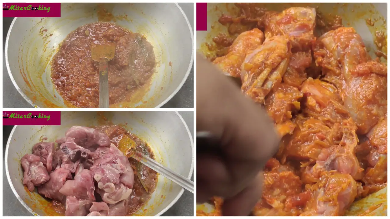 Adding chicken pieces