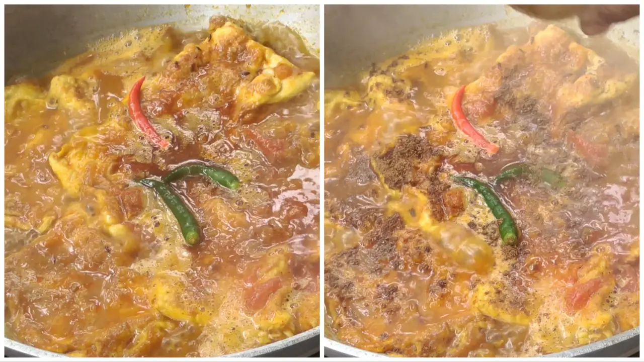 Adding green chilis and roasted cumin powder
