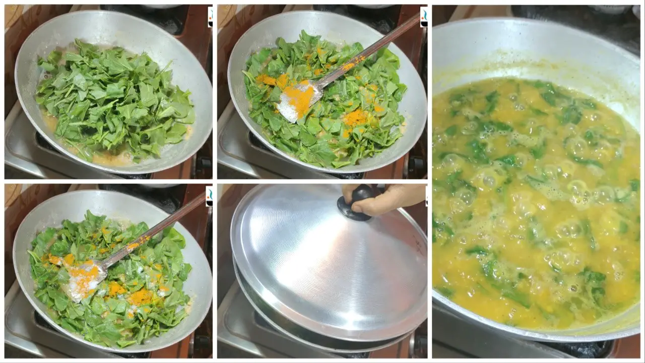 Adding spinach in lentils
