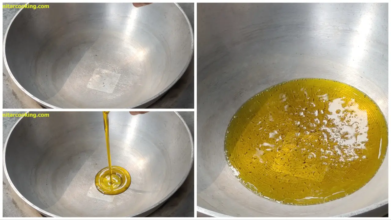 Heat the oil in Wok