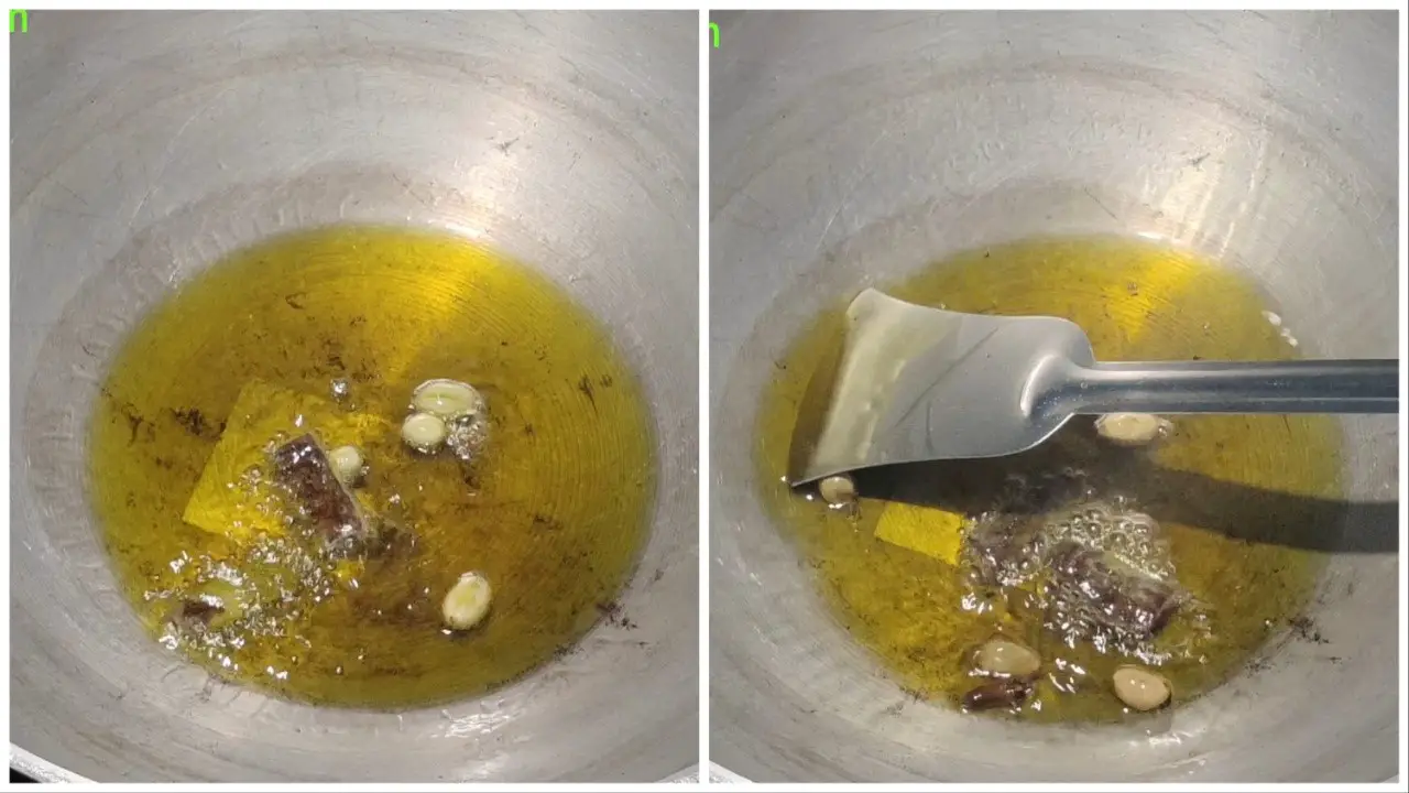 Stirring cinnamon sticks, cardamom, and cloves