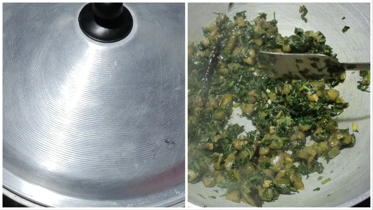 Stirring methi baingan