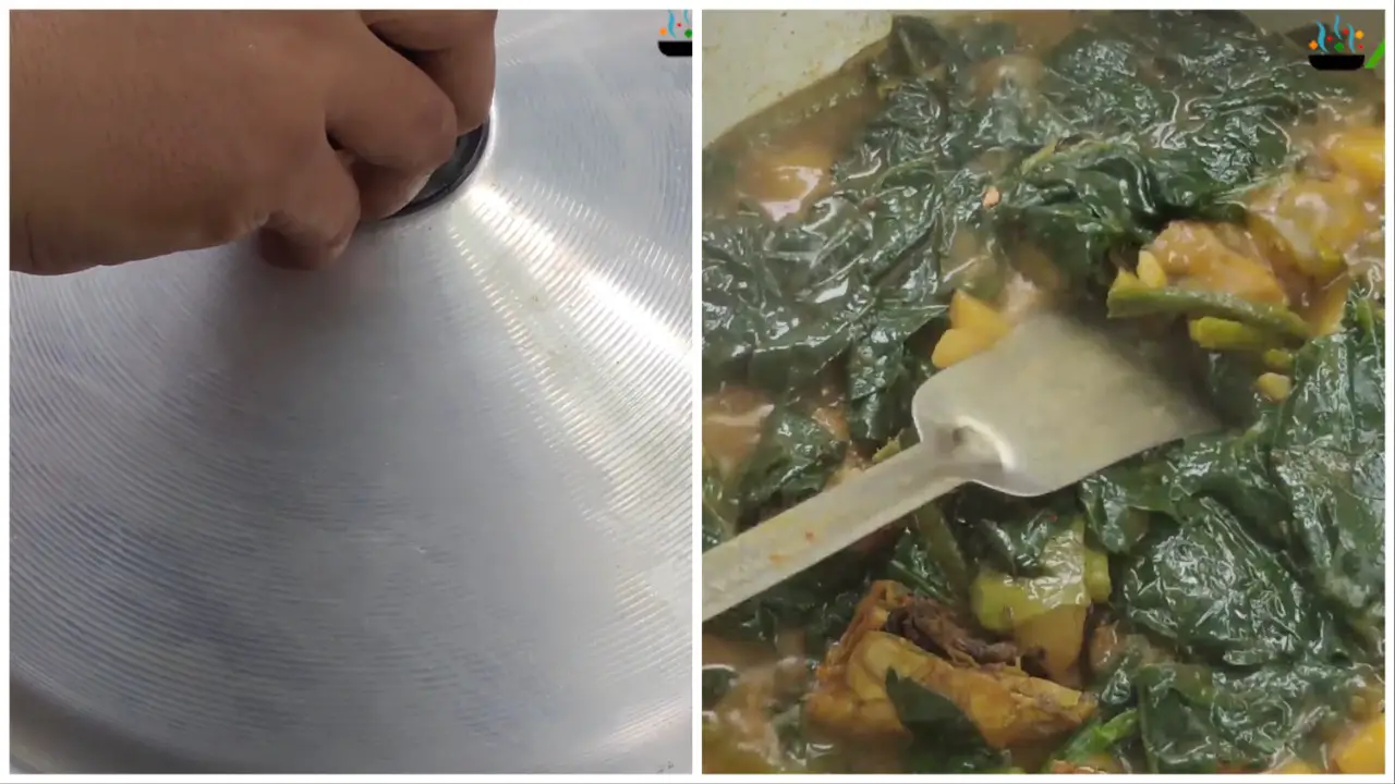 Opening the lid and stirring lightly