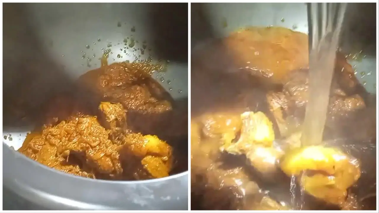 Transfer the mutton into a pressure cooker