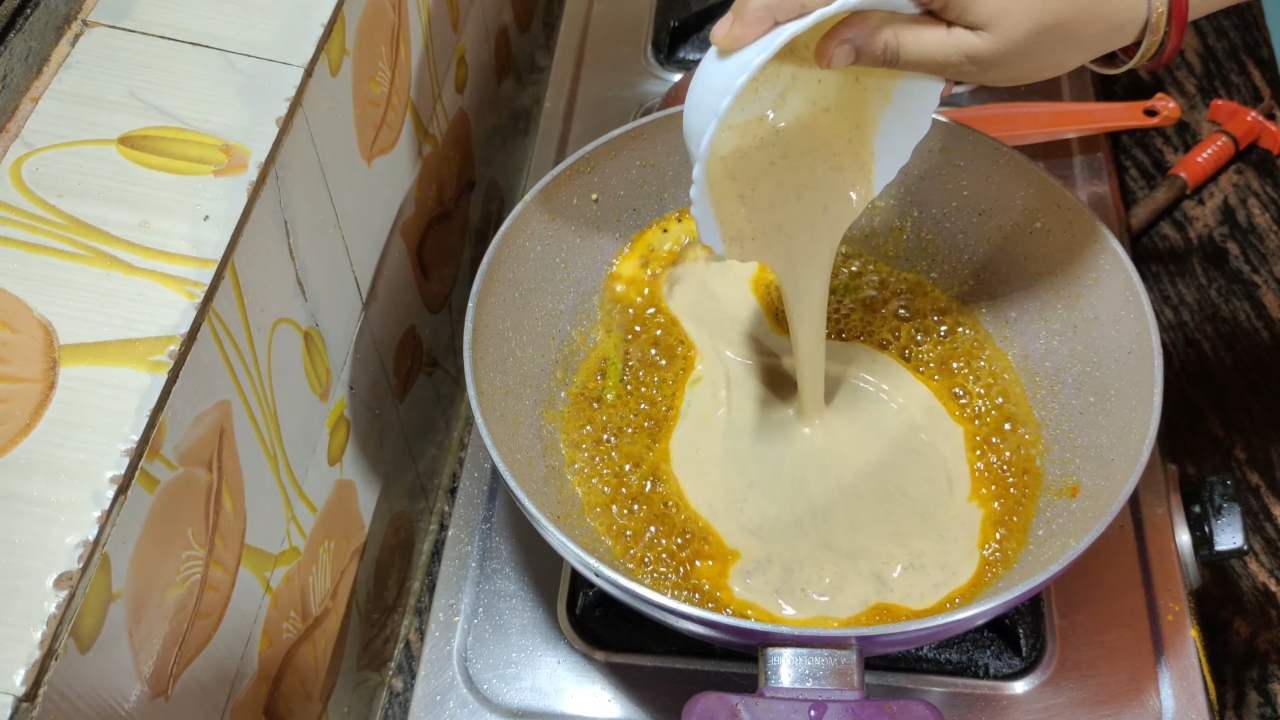 Adding mustard paste