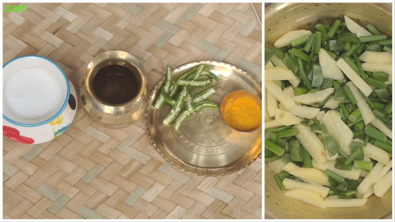 Shim, Spring Onion and Aloo Bhaja Ingredients