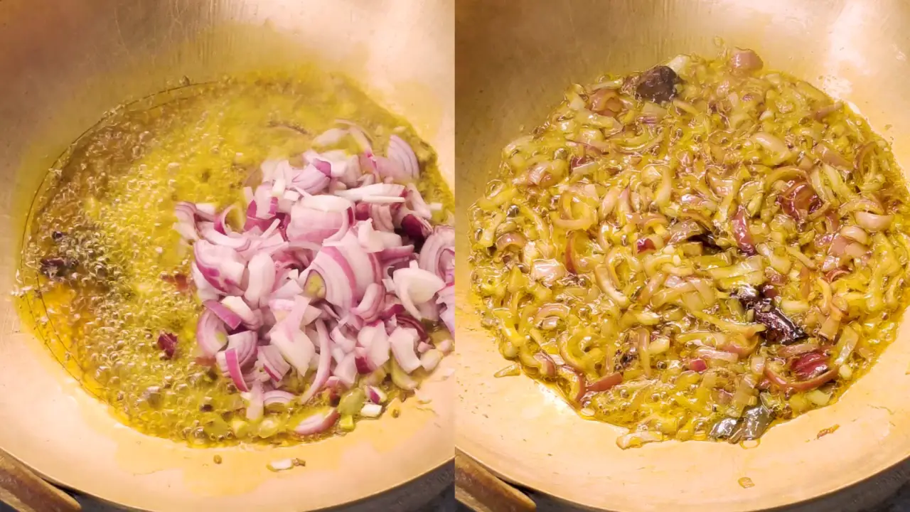 add chopped onions and frying