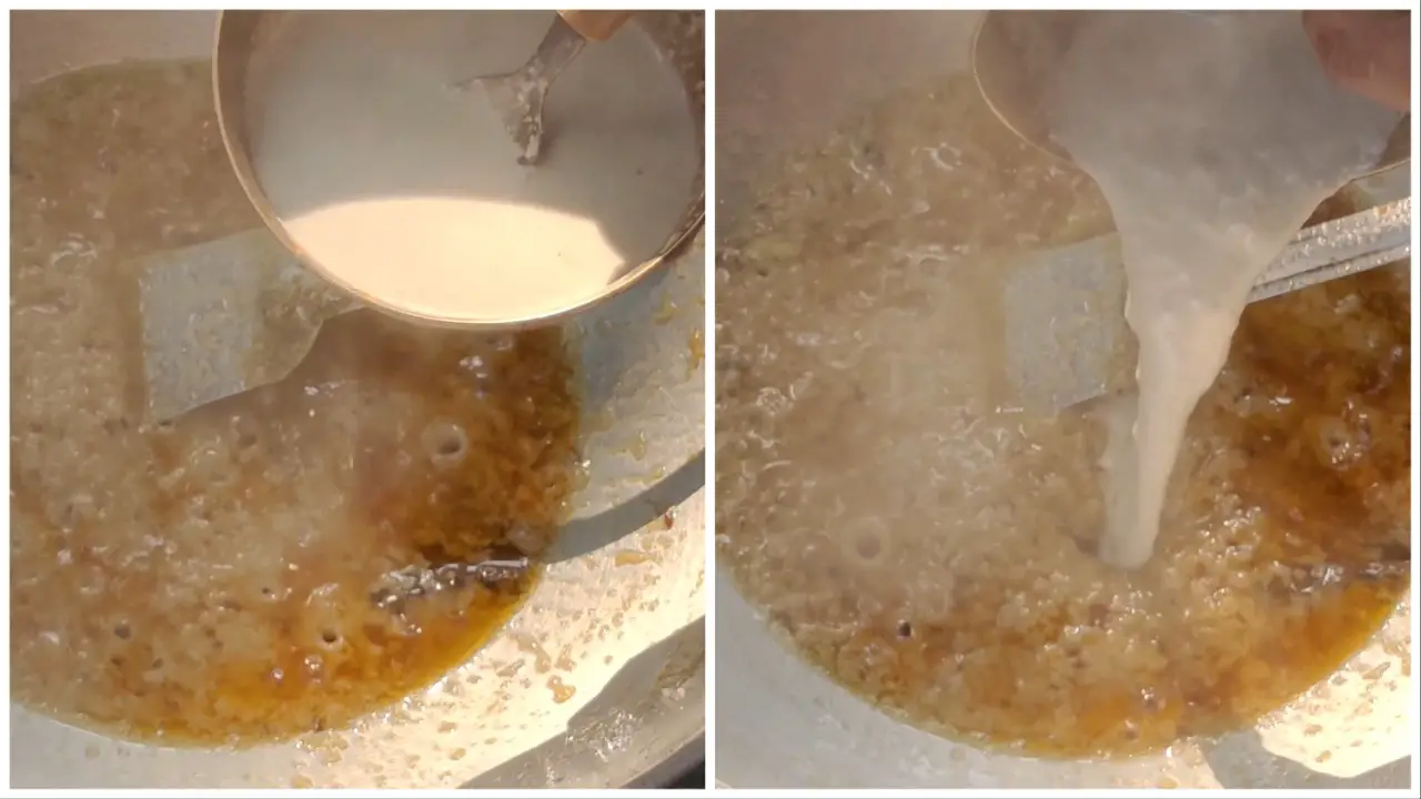 Adding the cashew and raisin paste