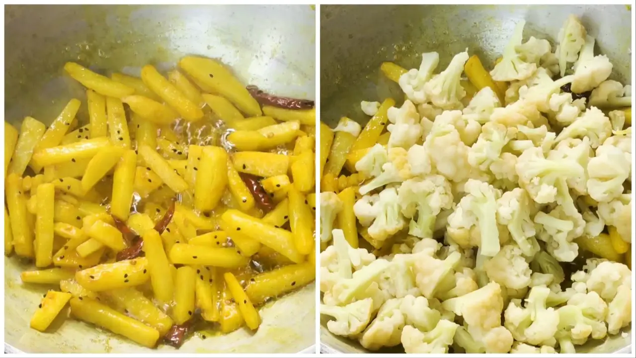 Adding the cauliflower