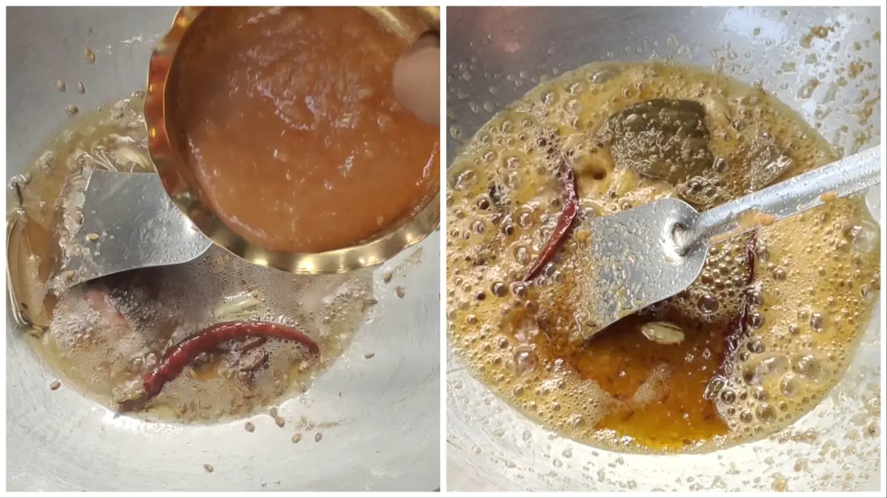 Adding the ginger and garlic paste