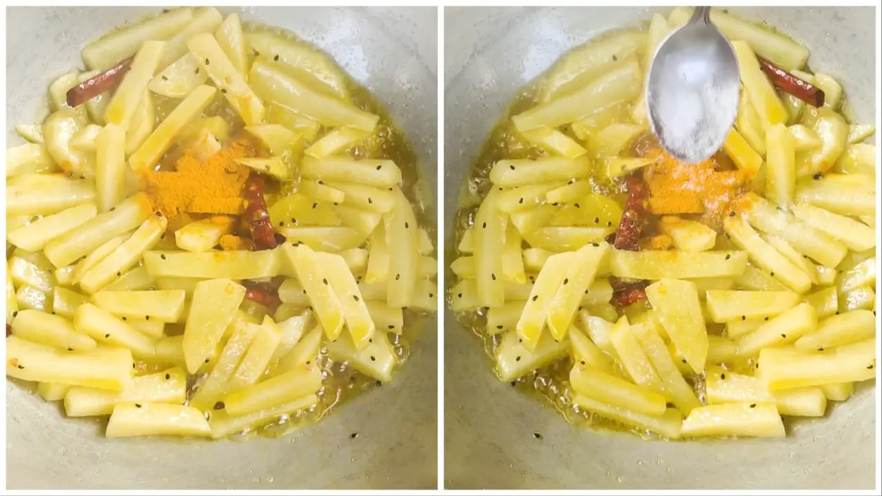 Adding turmeric and half spoon salt