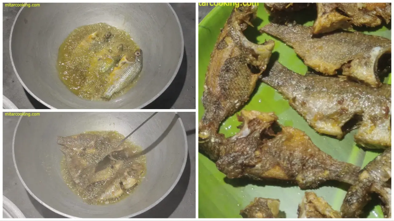 Frying both sides of the tilapia fish