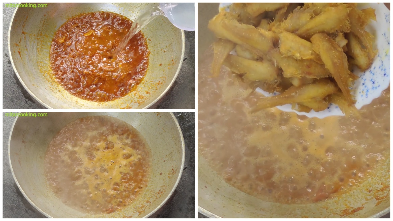Adding fried Amudi fish pieces