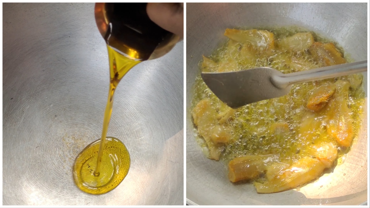 Adding Amudi fish in oil
