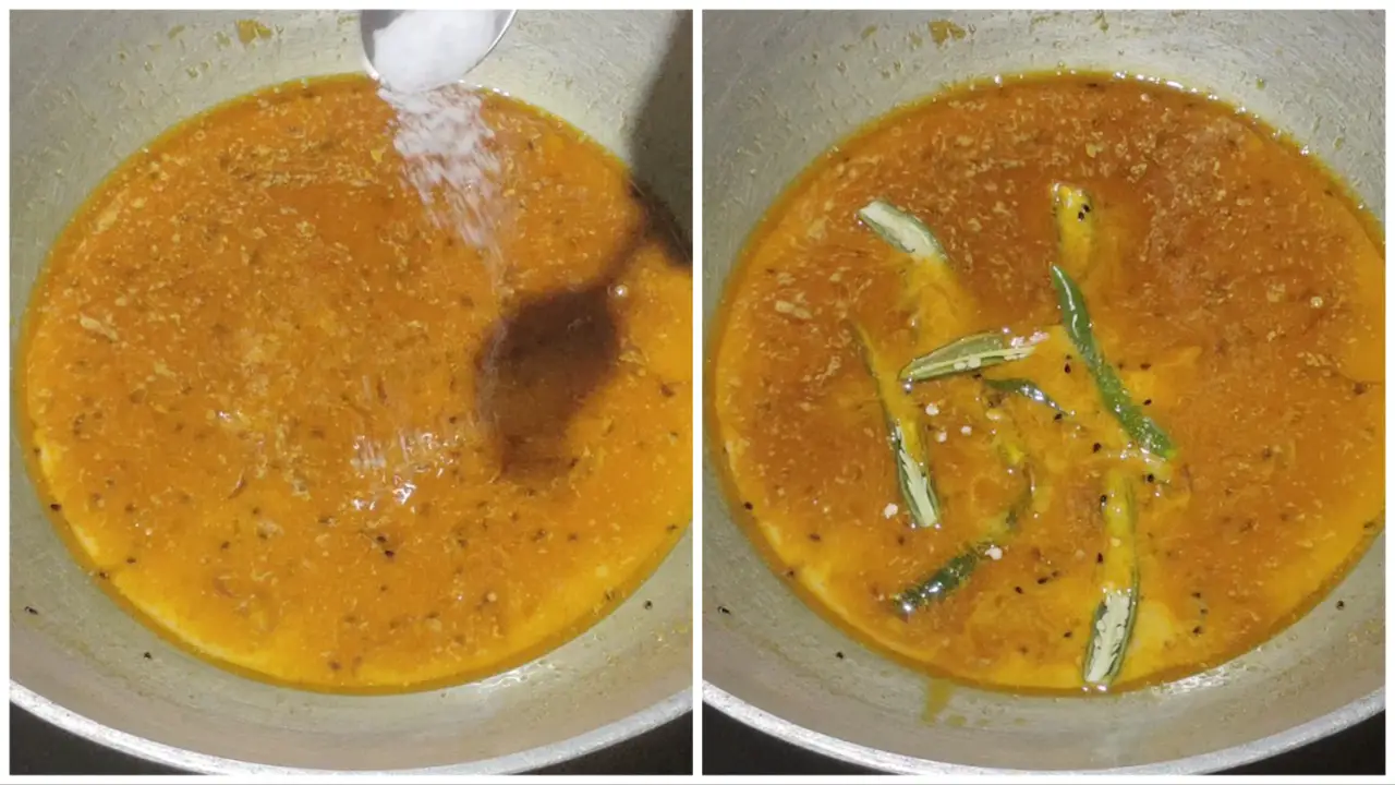 Adding salt and the green chilis