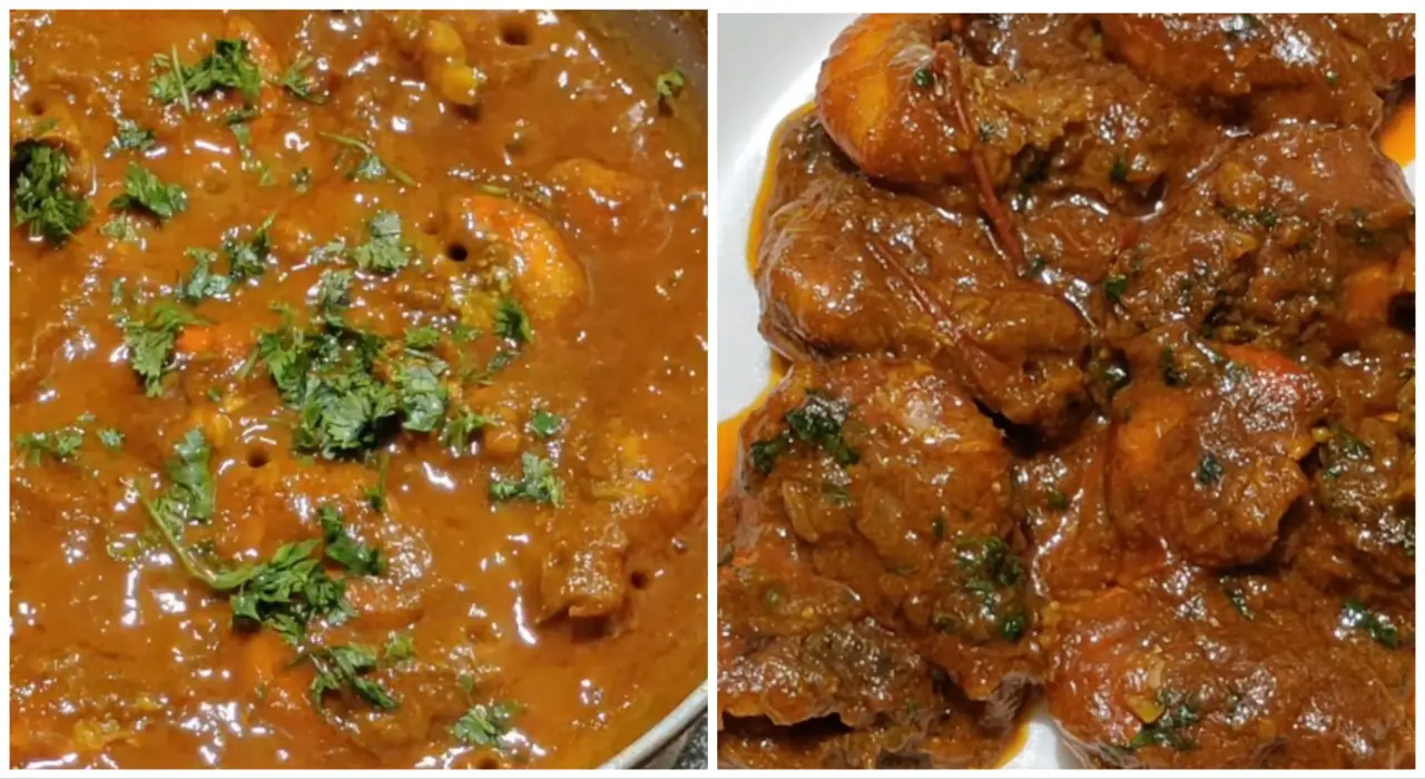 Sprinkle chopped coriander leaves on Prawn Masala