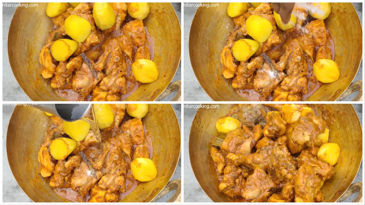 Adding potatoes, salt and water step by step image