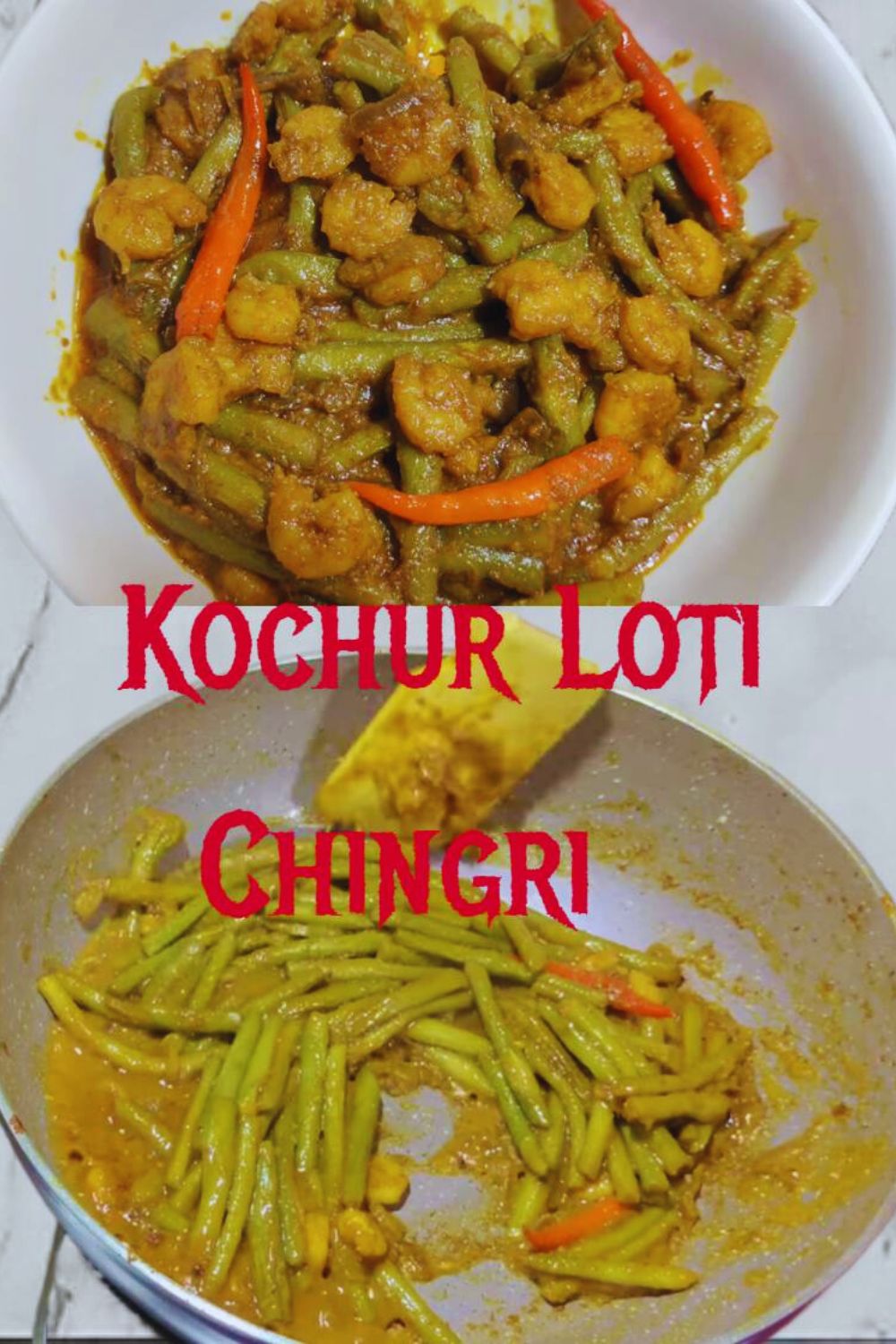 Homemade Kochur Loti Chingri