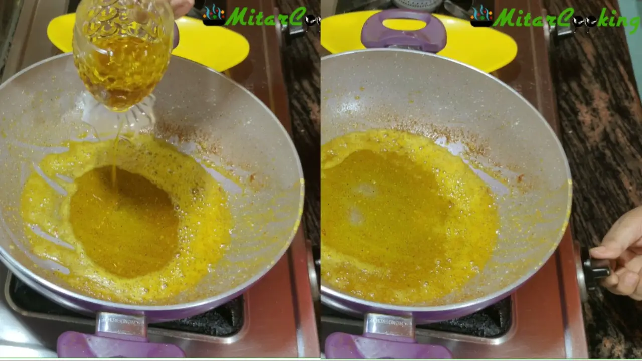 Adding more oil to the wok