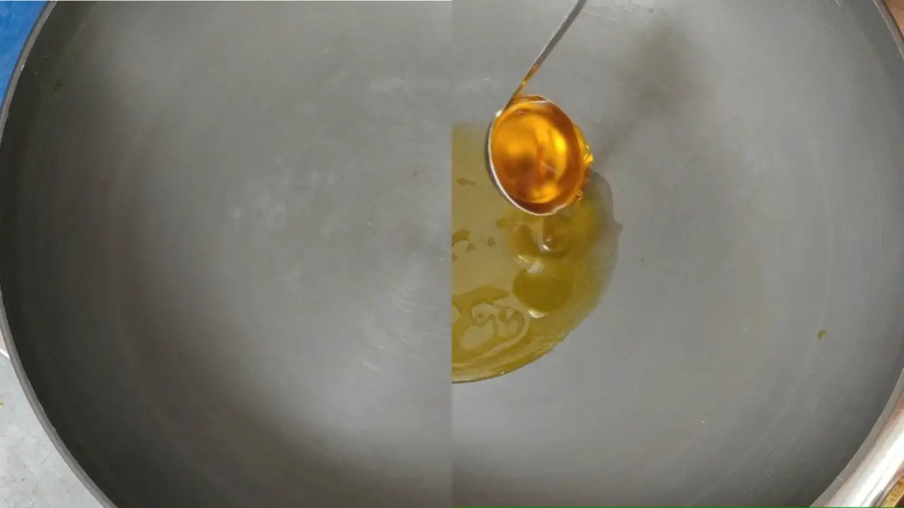 Adding oil to the wok
