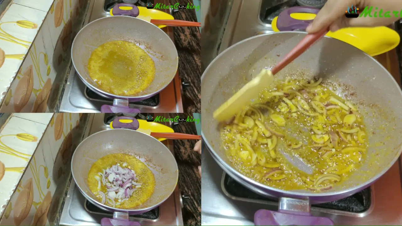 Adding the chopped onions and sautéing