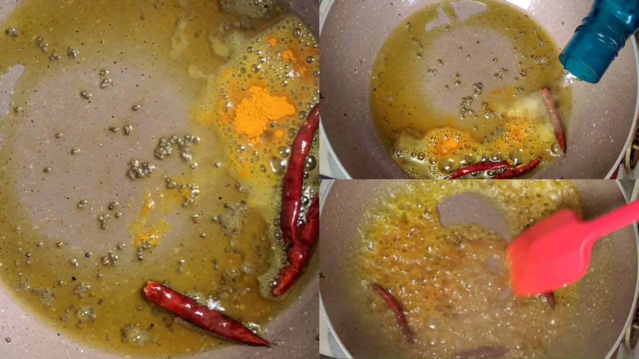 Adding turmeric powder and a little bit of water