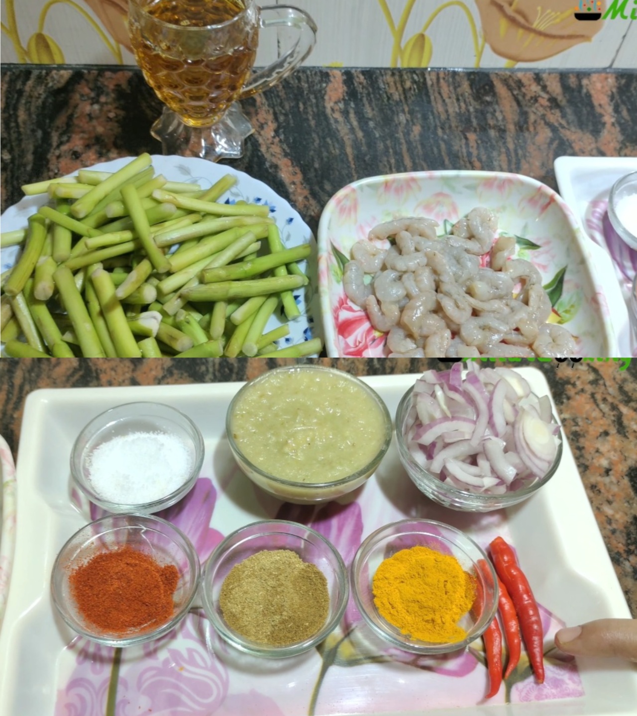 Kochur Loti Chingri Ingredients