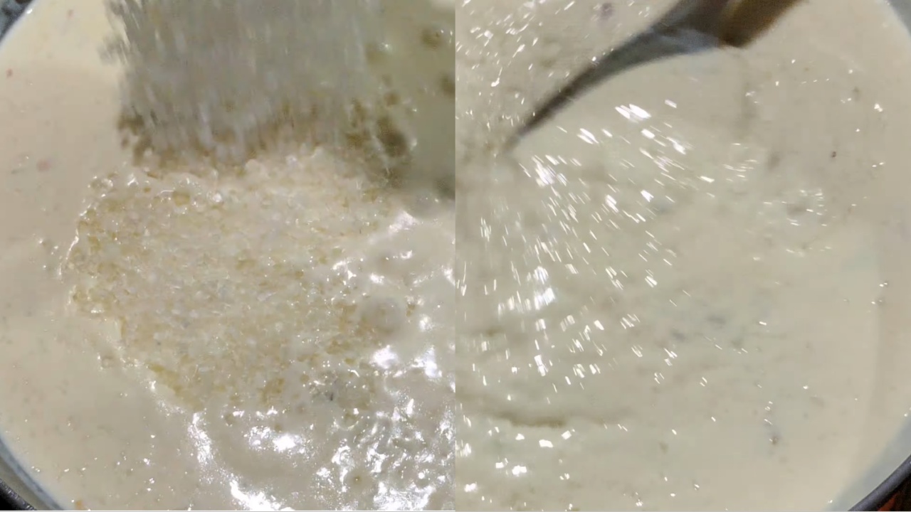 Adding sugar and mixing