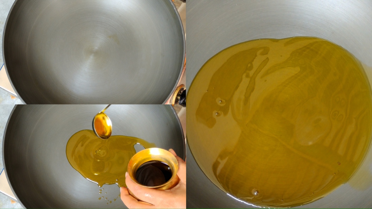 Adding oil to the wok