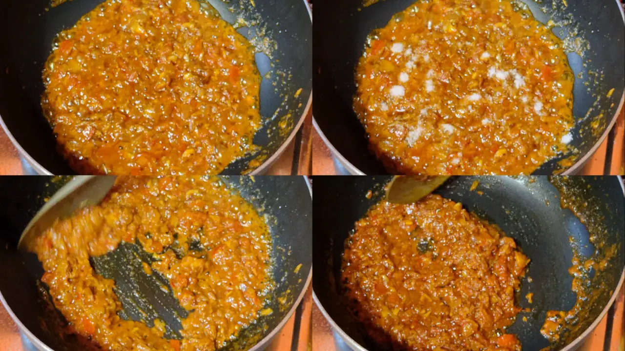 Adding salt and stirring