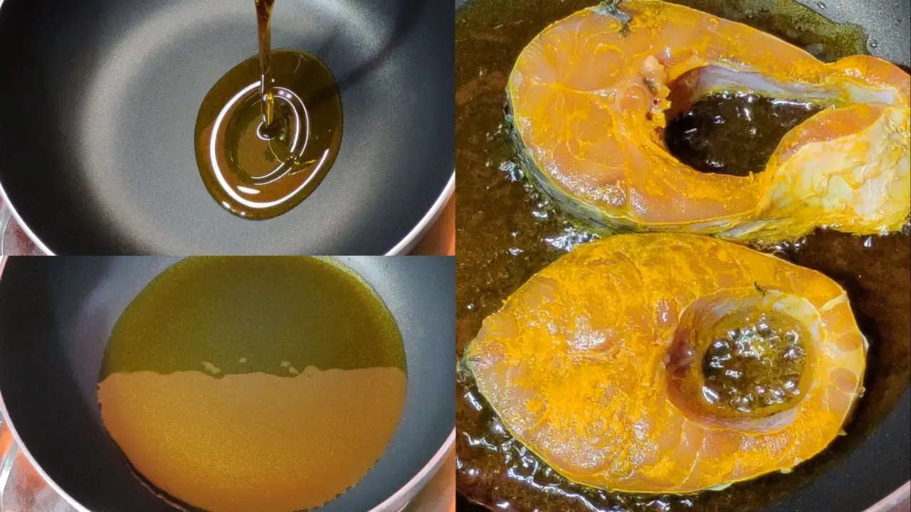 Frying fish pieces
