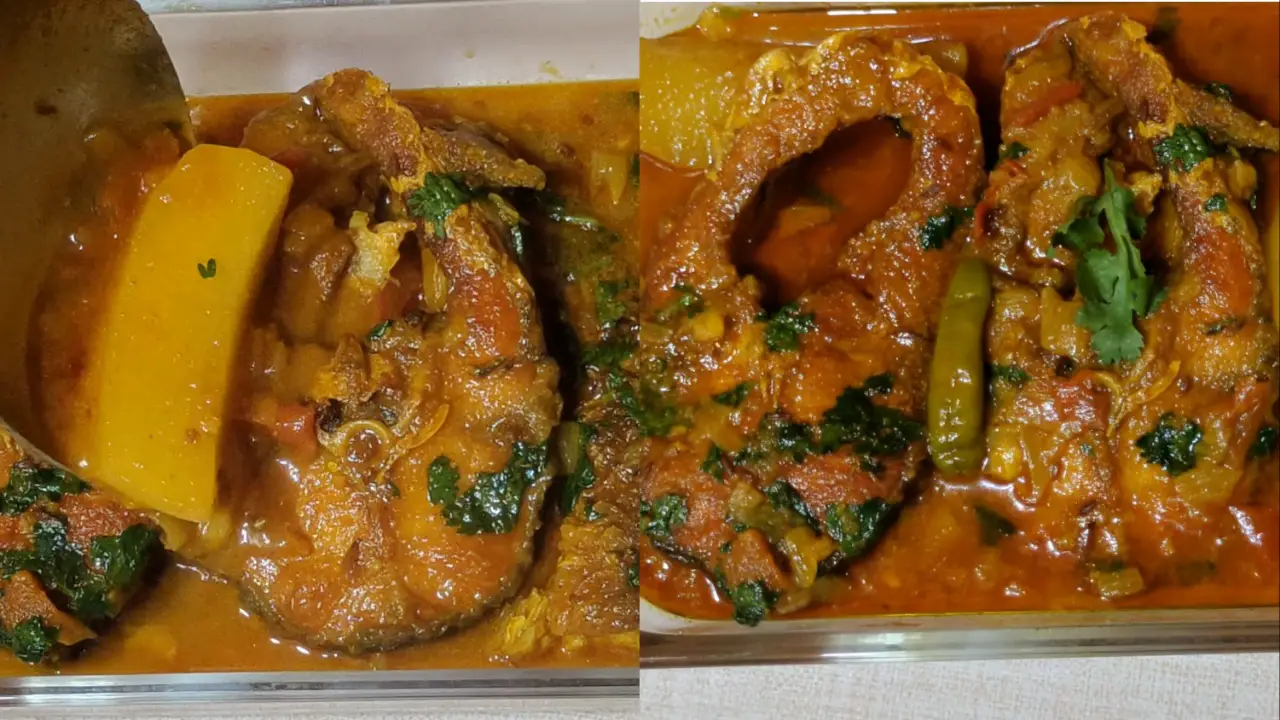 Rui Macher Jhol is ready and transfer it hot in a serving bowl