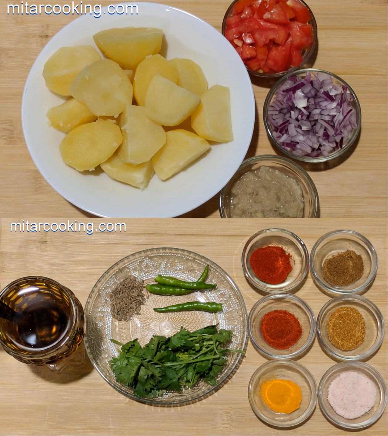 Potato curry ingredients