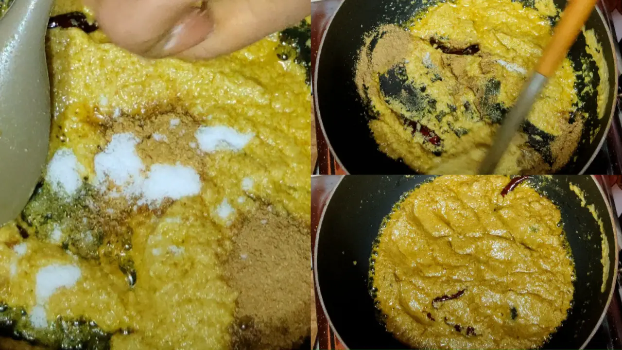 Adding coriander powder, cumin powder, salt and mixing