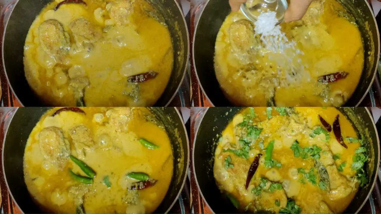 Adding sugar, green chilis, chopped coriander leaves
