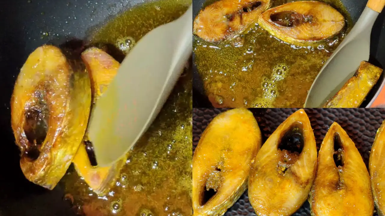 Flipping the fishes and fry both sides