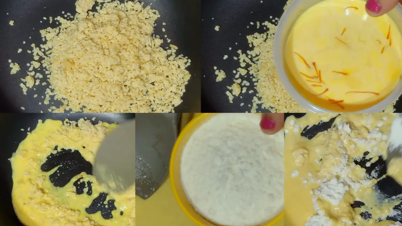 Preparing the Stuffing for parwal sweet