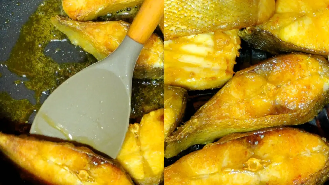 Taking out fried fish