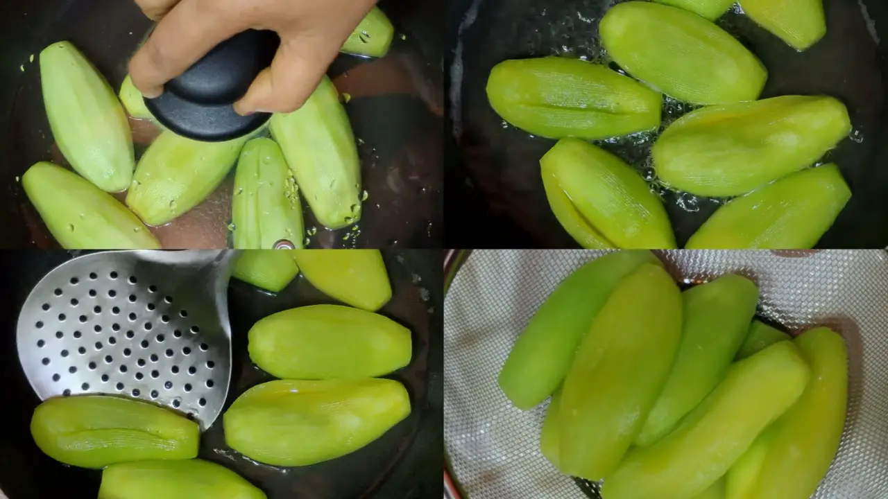 Taking out pointed gourds