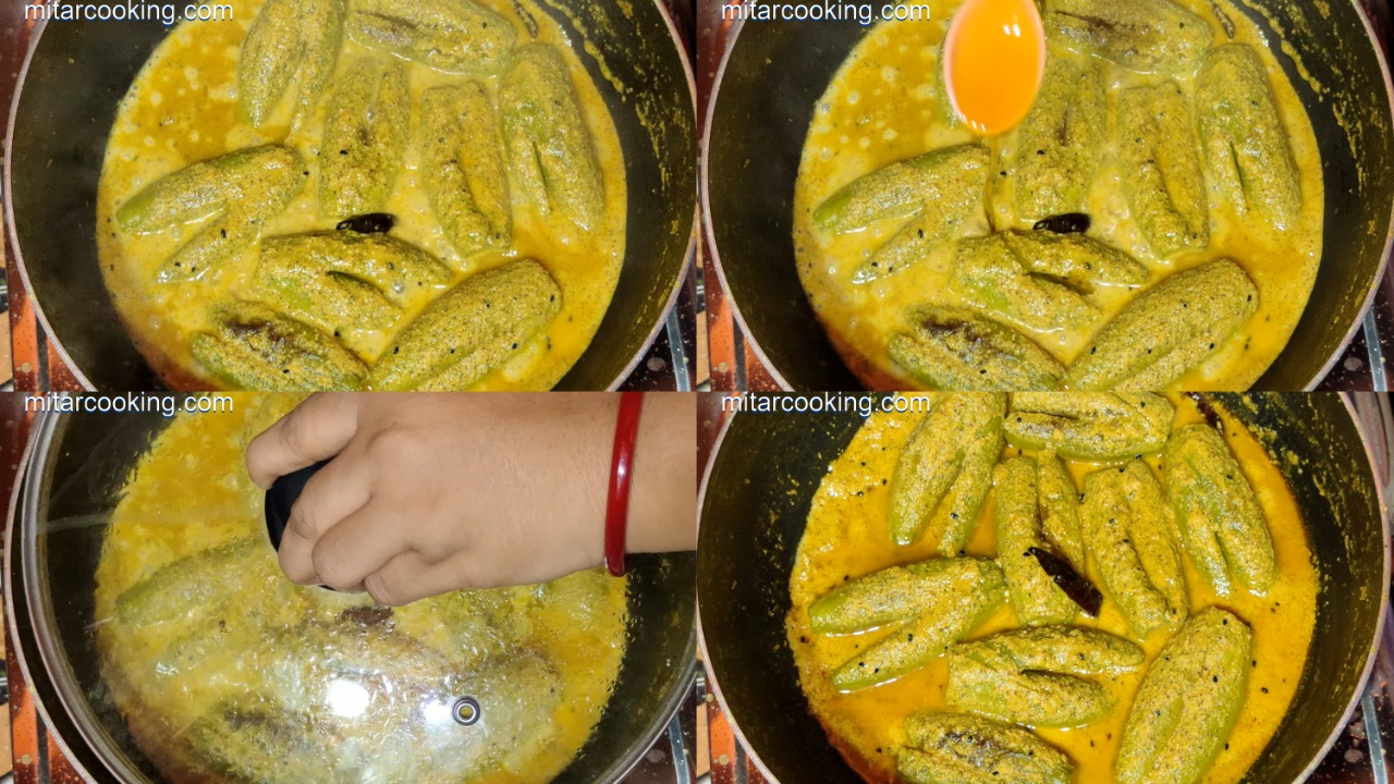 Adding raw mustard oil and cover the lid