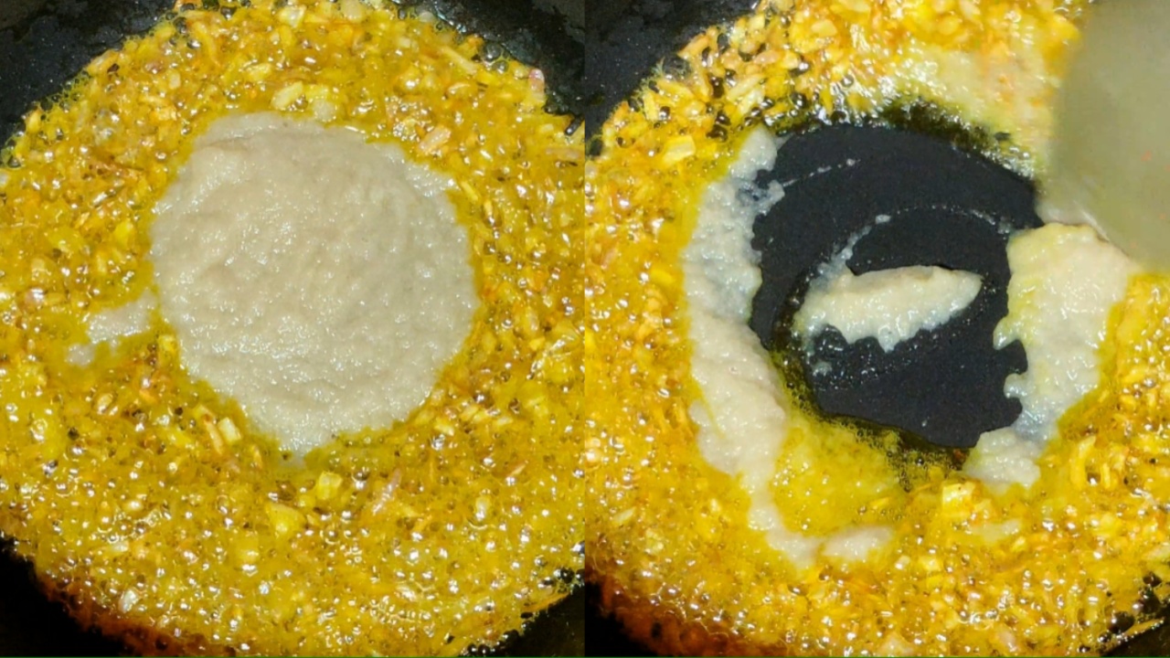 Adding ginger-garlic paste and stir-frying
