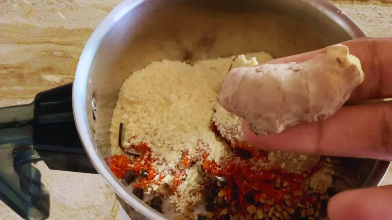 Adding ½ tsp of dry mango powder (amchur) and ½ tsp of dry ginger