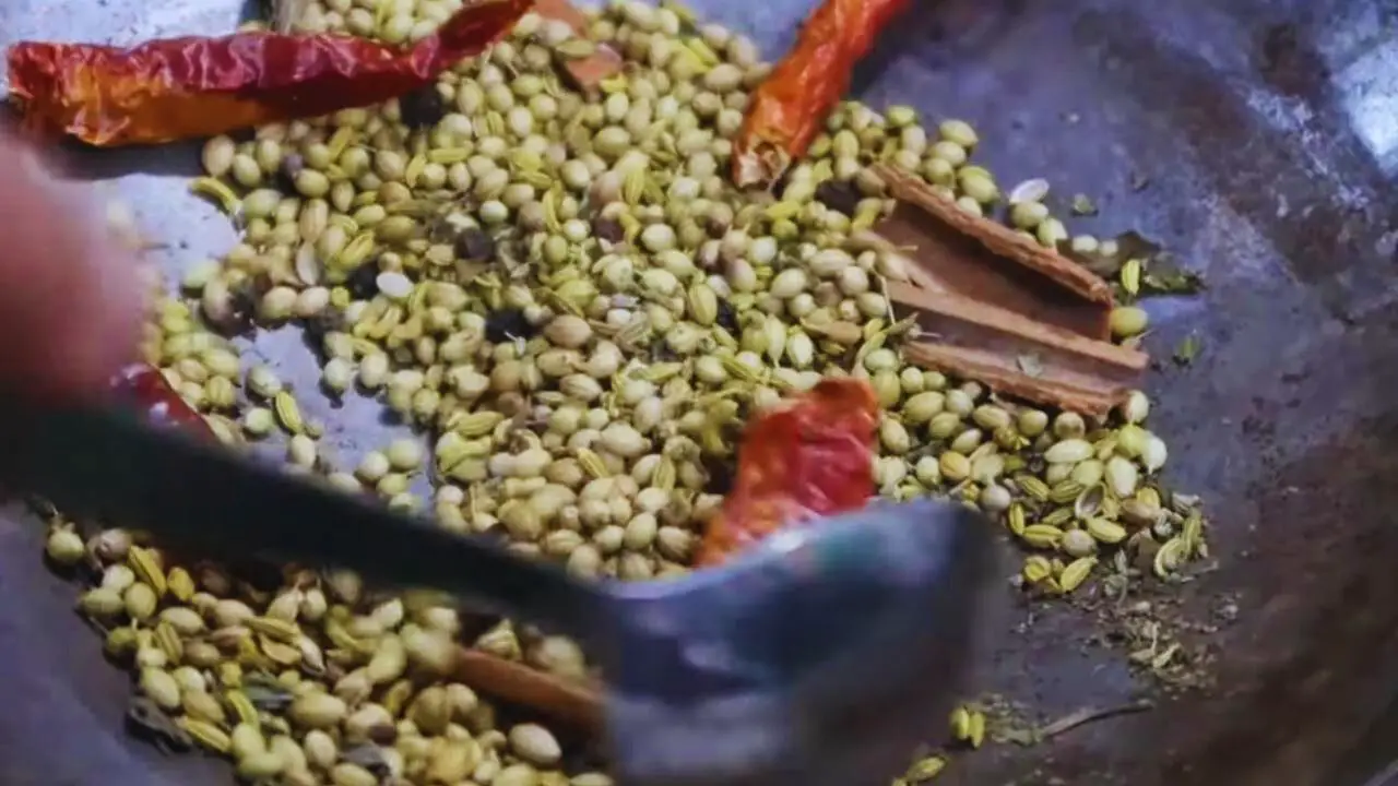 Spices start to crackle