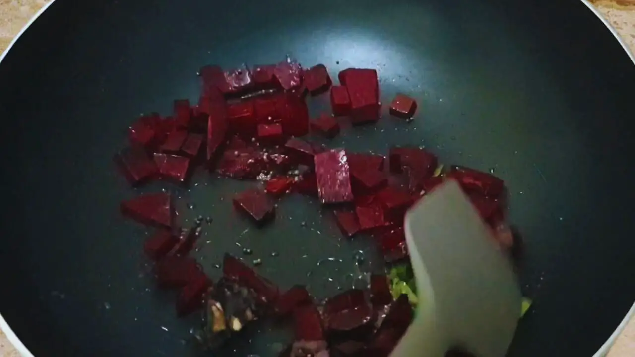 Stirring the content to mix