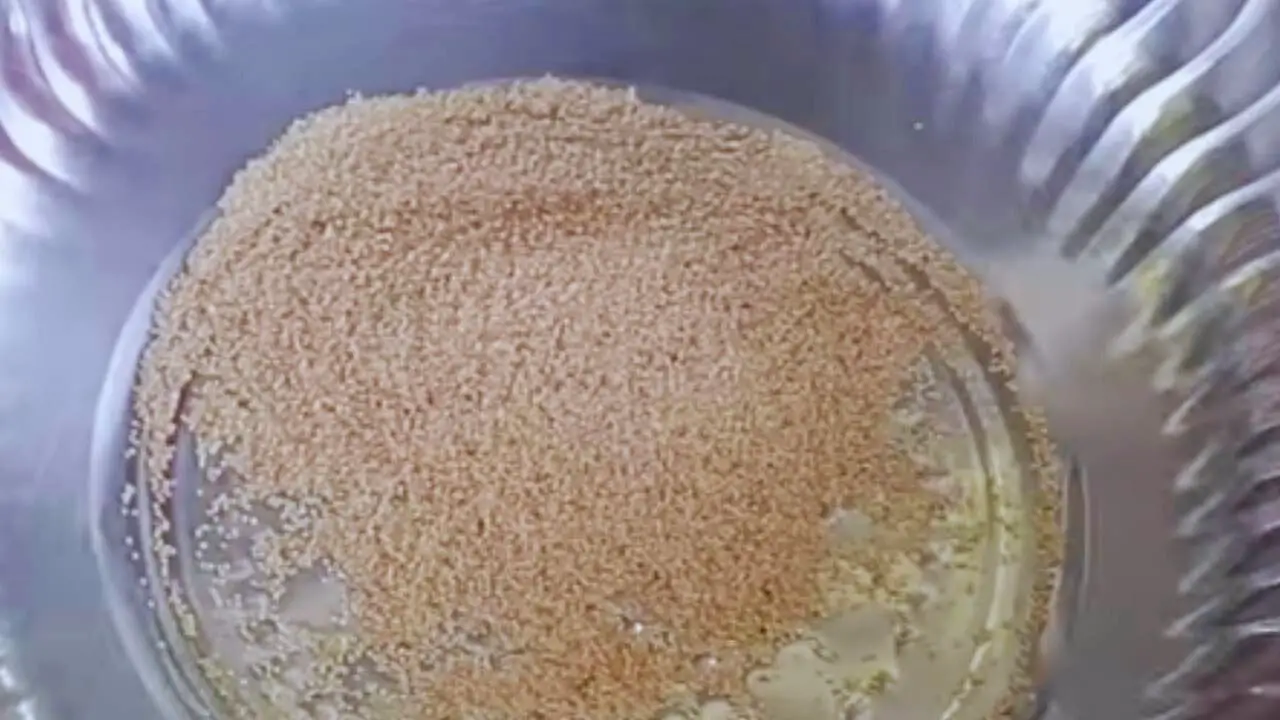 Transferring the roasted poppy seeds into a bowl
