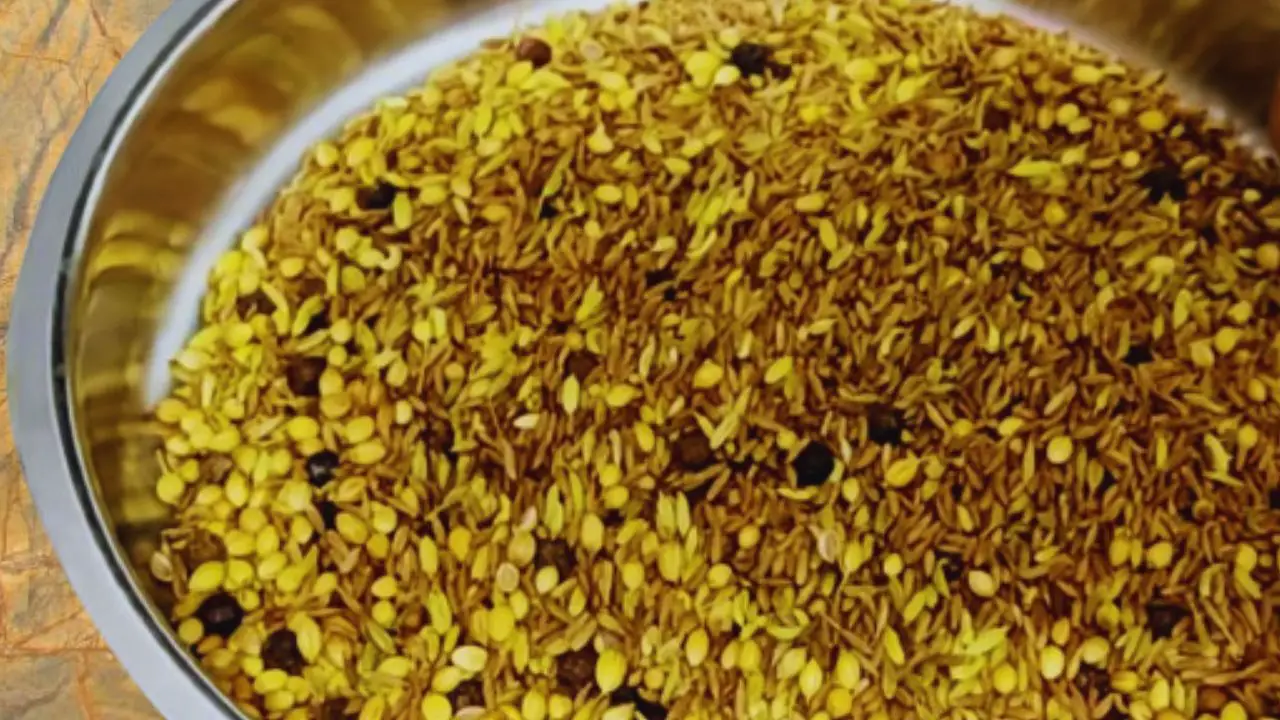 Transferring the roasted spices onto a plate