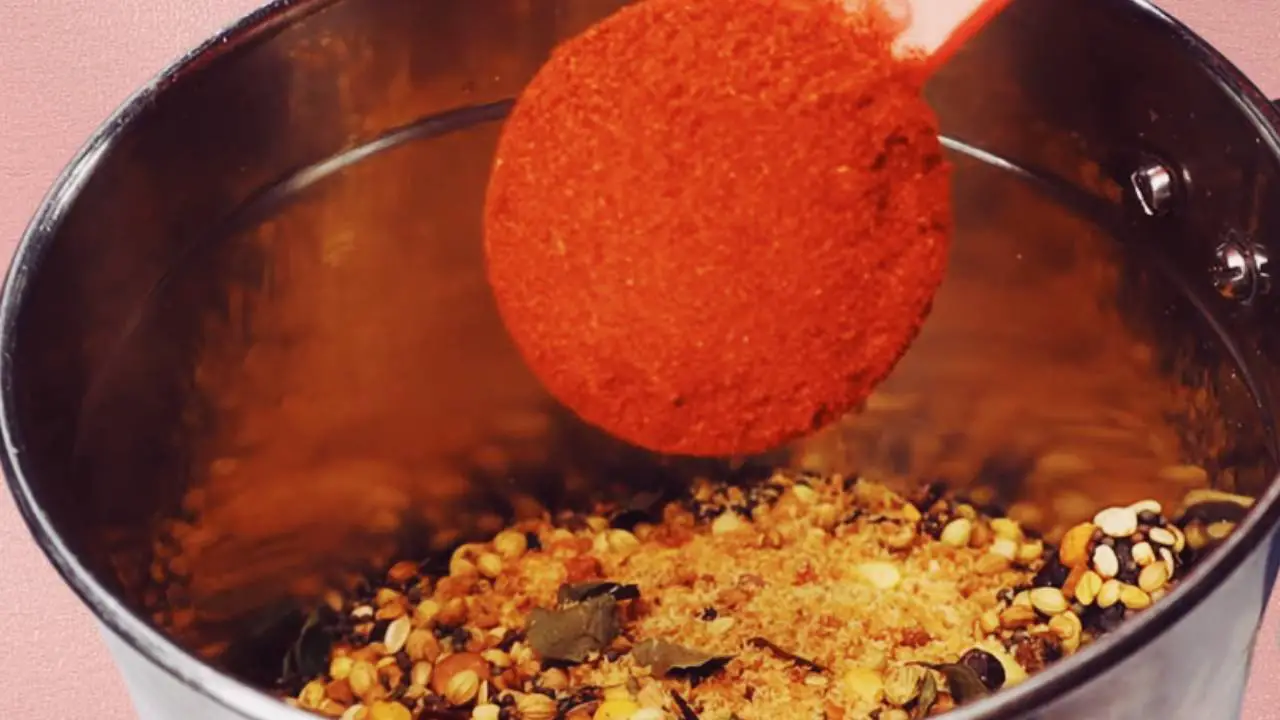 Adding 1 tsp of Kashmiri red chili powder