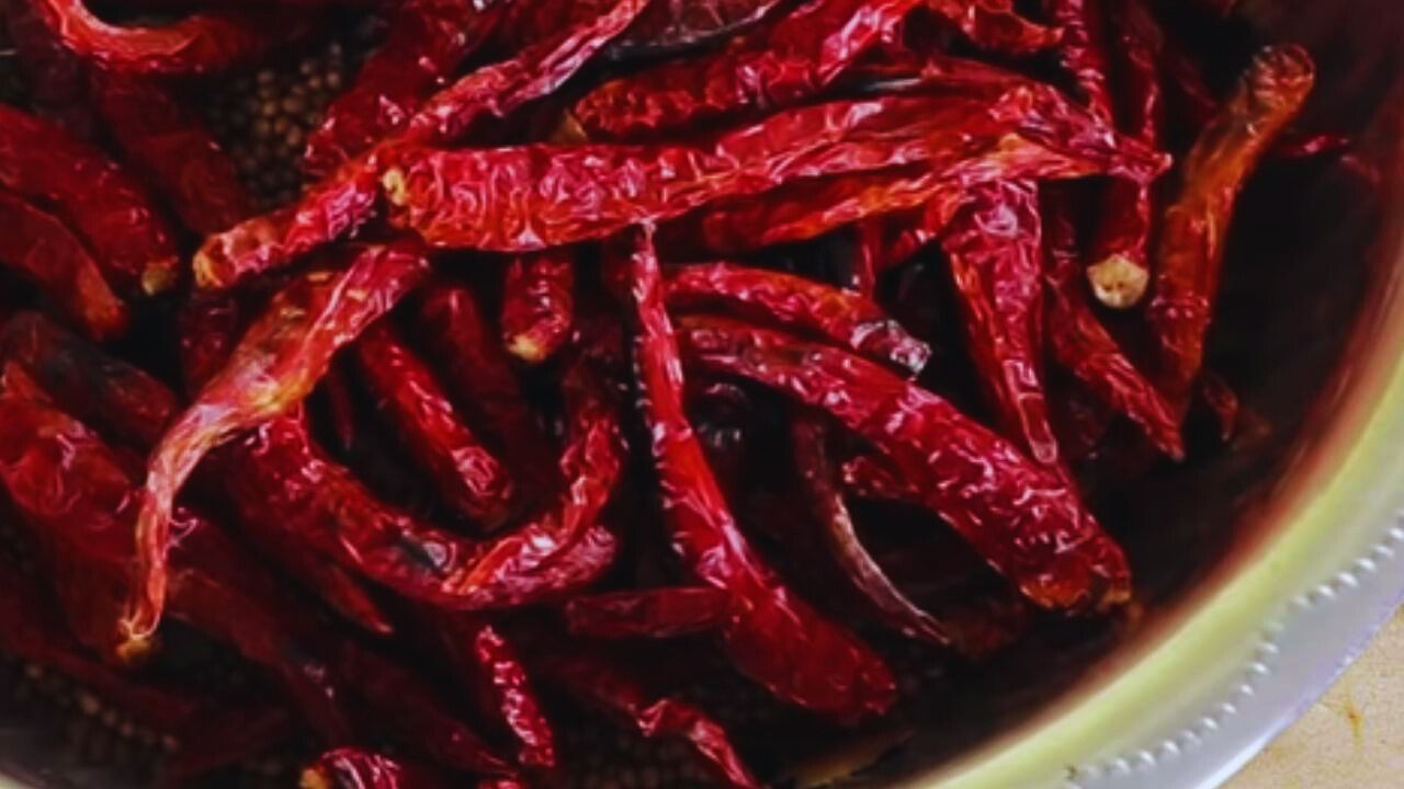 Transfer red chilies into the bowl