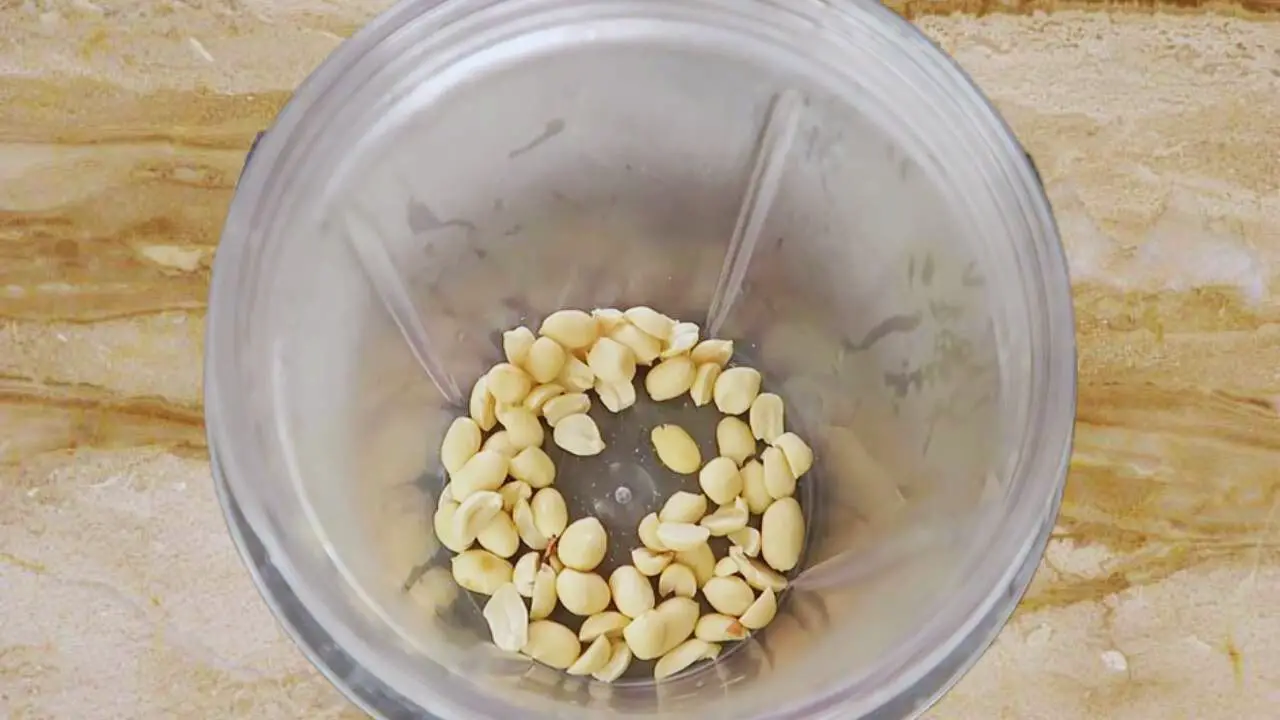 Adding 2 tbsp of roasted peanuts in grinder